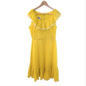 Vintage Miss Elliette Yellow Polka Dot Dress 60s 70s